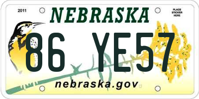 NE license plate 86YE57