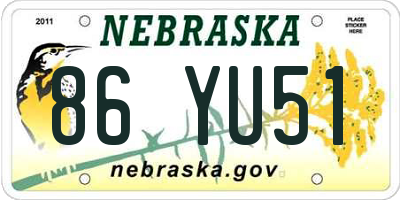NE license plate 86YU51