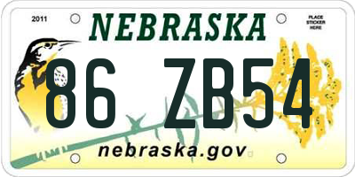 NE license plate 86ZB54