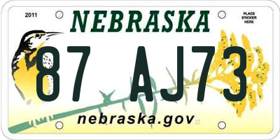 NE license plate 87AJ73