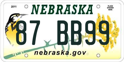 NE license plate 87BB99