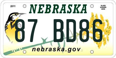 NE license plate 87BD86