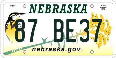 NE license plate 87BE37