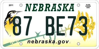 NE license plate 87BE73