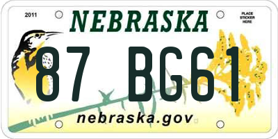 NE license plate 87BG61