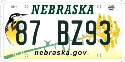 NE license plate 87BZ93