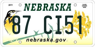 NE license plate 87CI51