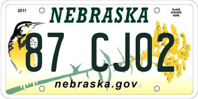 NE license plate 87CJ02