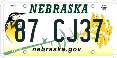 NE license plate 87CJ37