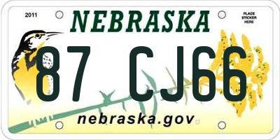 NE license plate 87CJ66