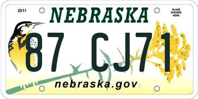 NE license plate 87CJ71