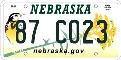 NE license plate 87CO23