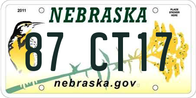 NE license plate 87CT17