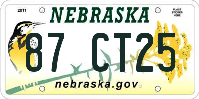 NE license plate 87CT25