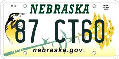 NE license plate 87CT60