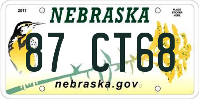 NE license plate 87CT68