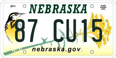 NE license plate 87CU15