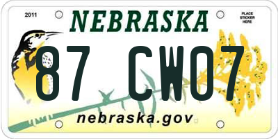 NE license plate 87CW07
