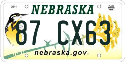 NE license plate 87CX63