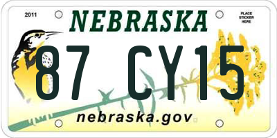 NE license plate 87CY15