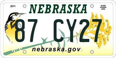 NE license plate 87CY27