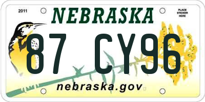 NE license plate 87CY96