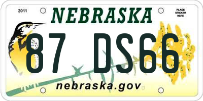 NE license plate 87DS66