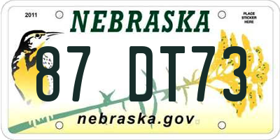 NE license plate 87DT73