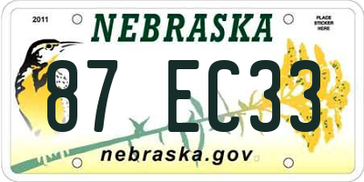 NE license plate 87EC33