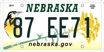 NE license plate 87EE71