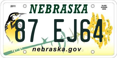 NE license plate 87EJ64