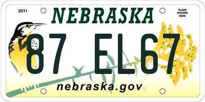NE license plate 87EL67