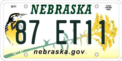 NE license plate 87ET11