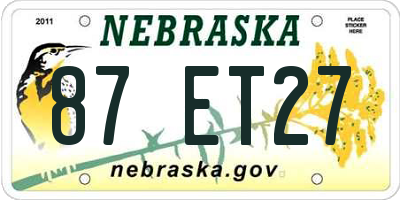 NE license plate 87ET27