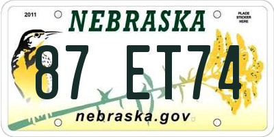 NE license plate 87ET74
