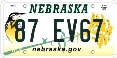 NE license plate 87EV67