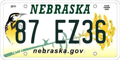 NE license plate 87EZ36