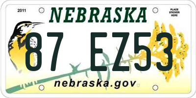 NE license plate 87EZ53
