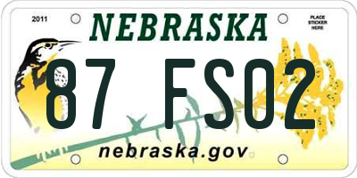 NE license plate 87FS02