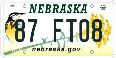 NE license plate 87FT08