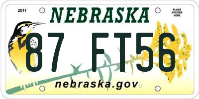 NE license plate 87FT56