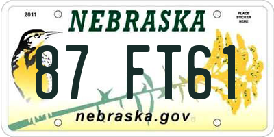 NE license plate 87FT61
