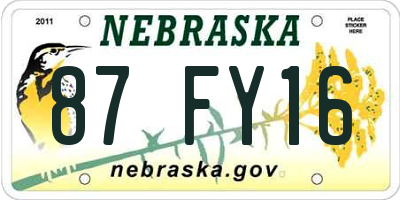 NE license plate 87FY16