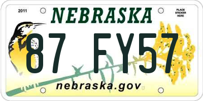 NE license plate 87FY57