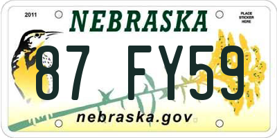 NE license plate 87FY59