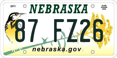 NE license plate 87FZ26