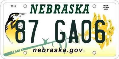 NE license plate 87GA06