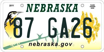NE license plate 87GA26