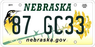 NE license plate 87GC33