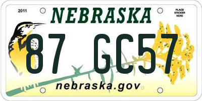 NE license plate 87GC57